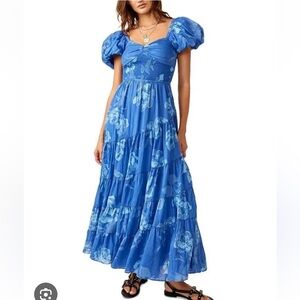 Free People Sundrenched Maxi Dress in Sapphire Combo